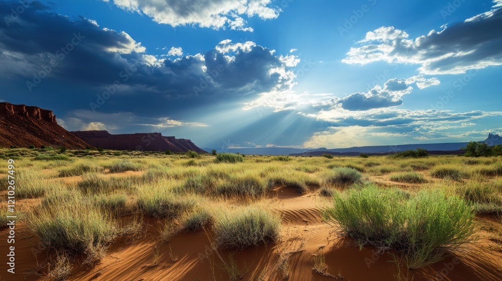 Obraz premium Sweeping desert plains beneath dramatic cloudscape