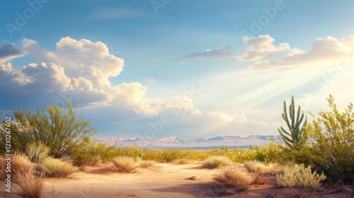 Wallpaper Mural Majestic desert landscape under a blue sky and clouds Torontodigital.ca