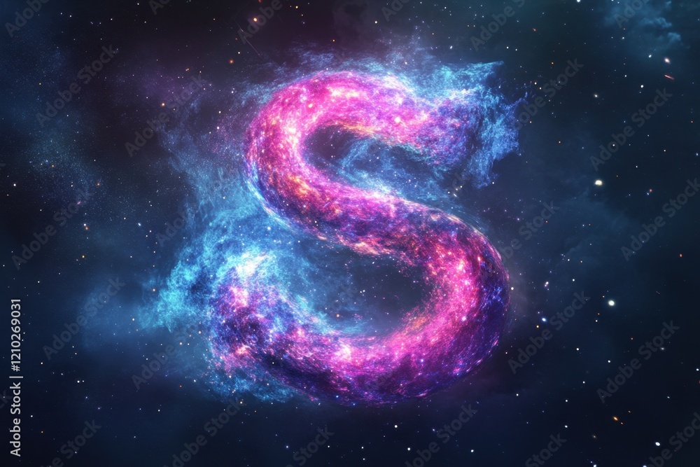 A colorful, glowing S is floating in the sky A colorful, glowing S is floating in the sky
