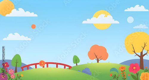 landscape with trees and clouds