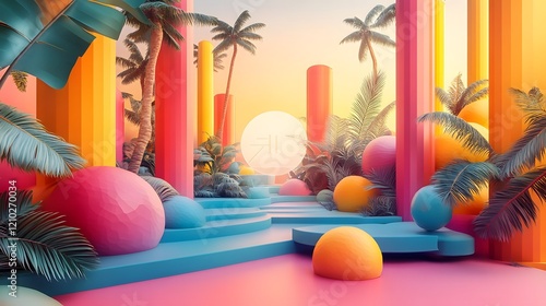 Smooth and vibrant whimsical world filled with a captivating display of colorful playful shapes soft gradients and adventurous bold designs that exude life and imagination photo