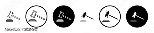 Auction icons set in black filled and stroke line style