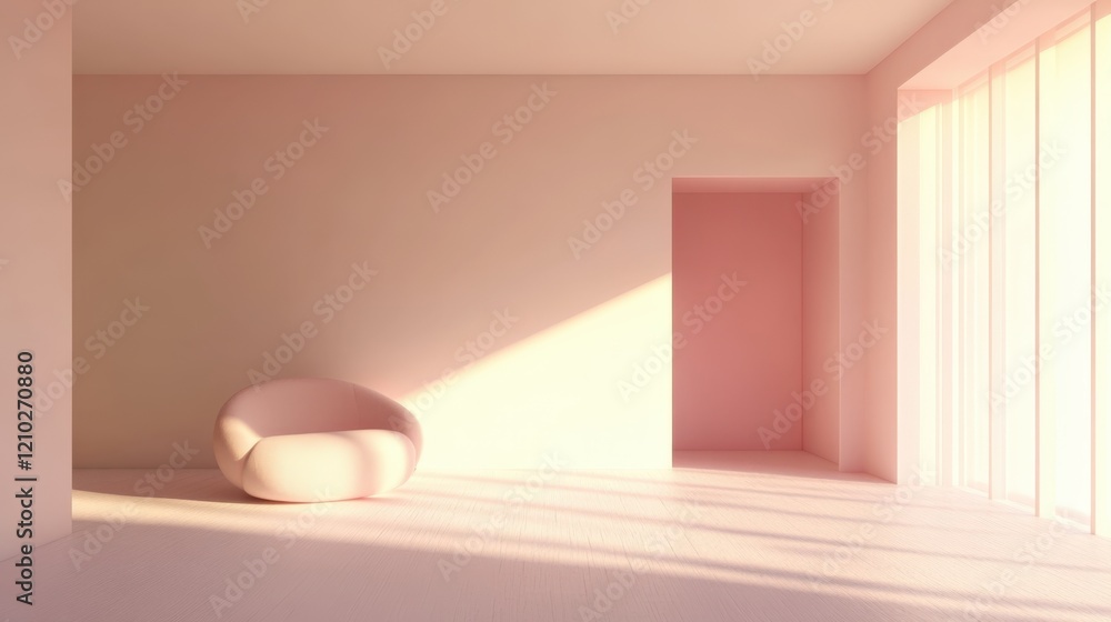 3D Pastel-Colored Room With Soft 3D Pastel-Colored Room With Soft
