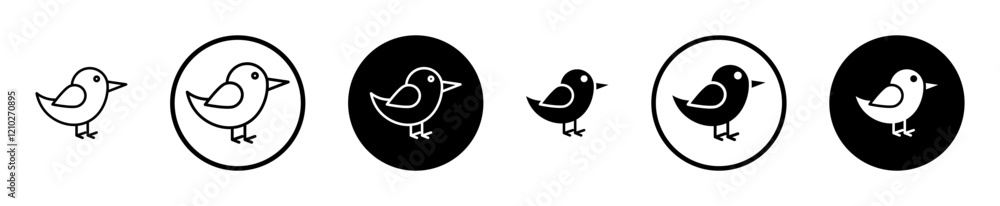 Bird icon set in black filled and stroke line style. Bird icon set in black filled and stroke line style.