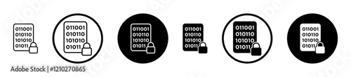 Binary Lock icon set in black filled and stroke line style.