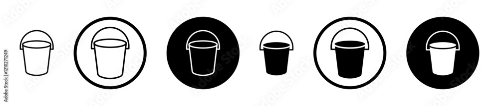 Bucket icons in black and blue set Bucket icons in black and blue set
