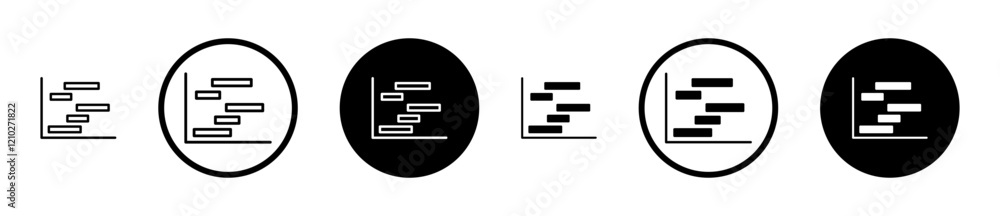 Chart gantt icon set in black filled and stroke line style. Chart gantt icon set in black filled and stroke line style.