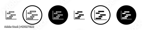 Chart gantt icon set in black filled and stroke line style.