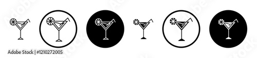 Citrus Glass icon set in black filled and stroke line style.