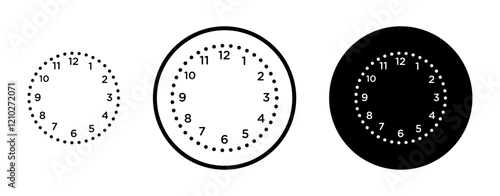 Clock face icon set in black filled and stroke line style.