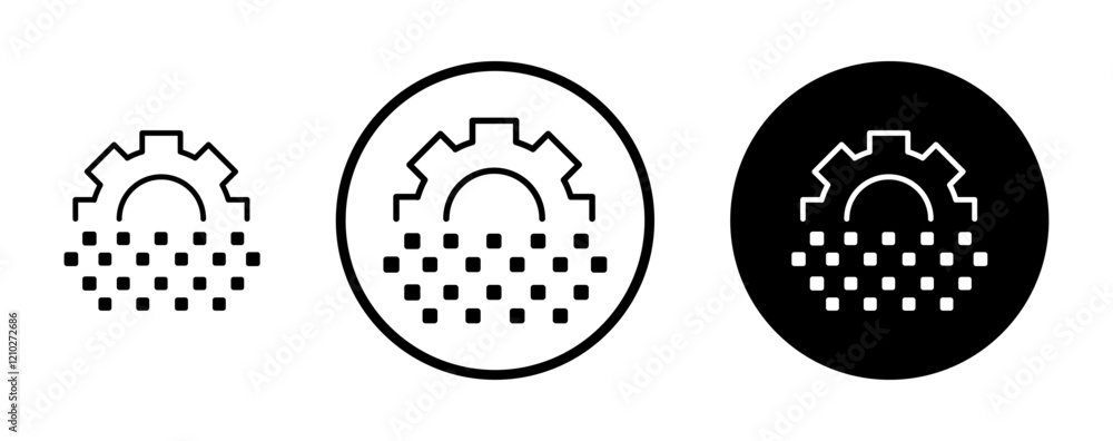 Digital transformation icon set in black filled and stroke line style. Digital transformation icon set in black filled and stroke line style.