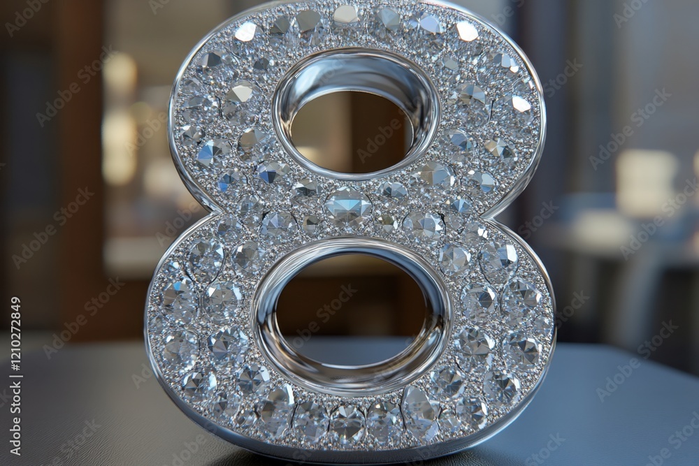 A close up of a large diamond shaped number 8 A close up of a large diamond shaped number 8