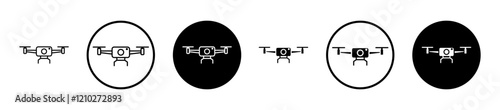 Drone icons in black and blue set
