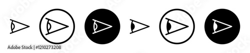 Eye side icon set in black filled and stroke line style.