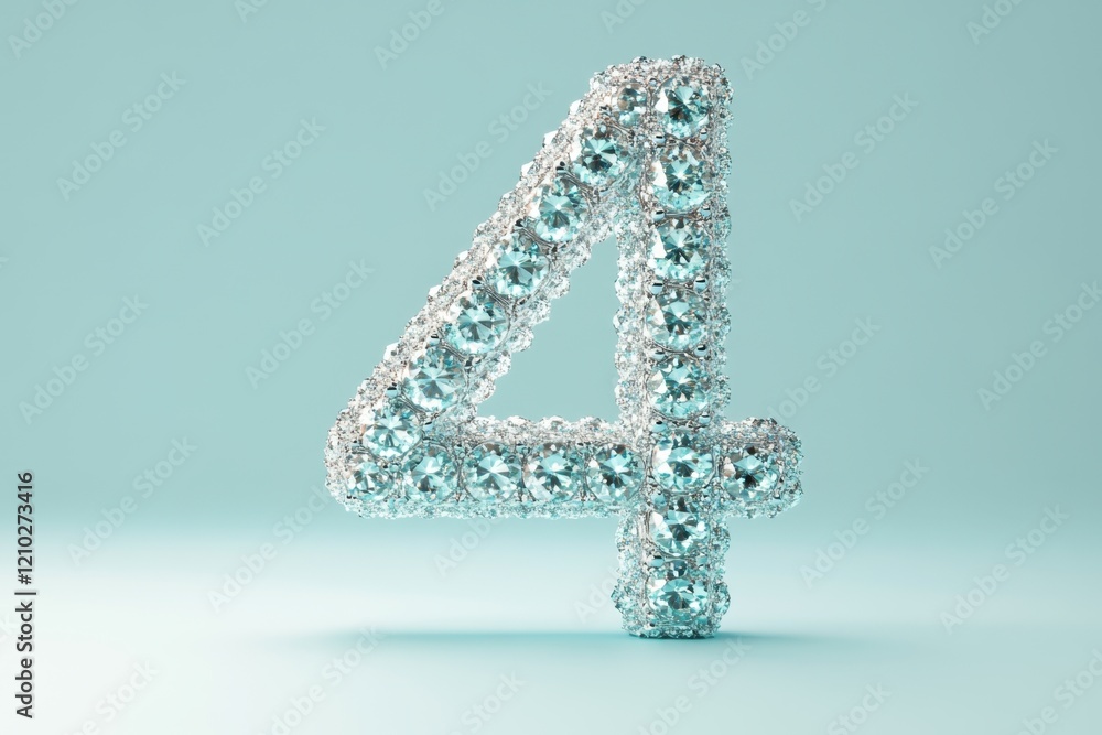 Obraz premium The number 4 is made up of many small diamonds