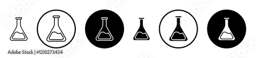Flask icons vector pack in black and blue colors