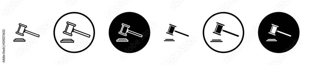 Gavel icons in black and blue set Gavel icons in black and blue set