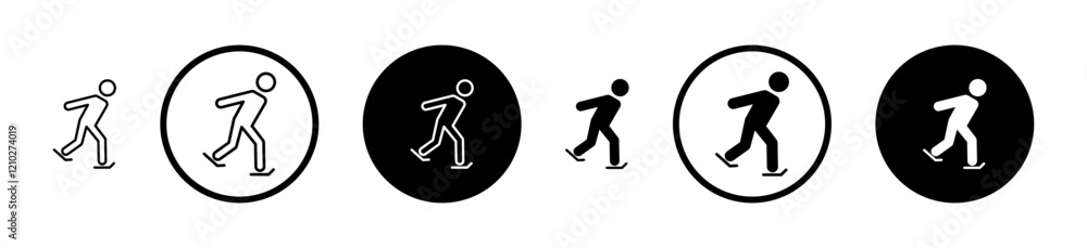 Ice skate icon set in black filled and stroke line style. Ice skate icon set in black filled and stroke line style.