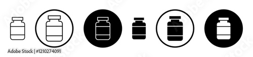 Jar icons set in black filled and stroke line style