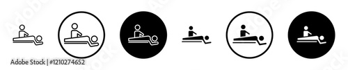 Massage icon set in black filled and stroke line style.