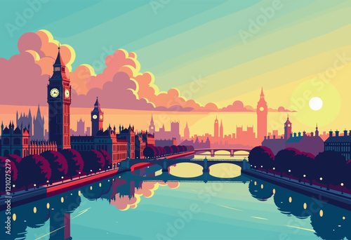 Big Ben and Westminster Bridge at Dusk