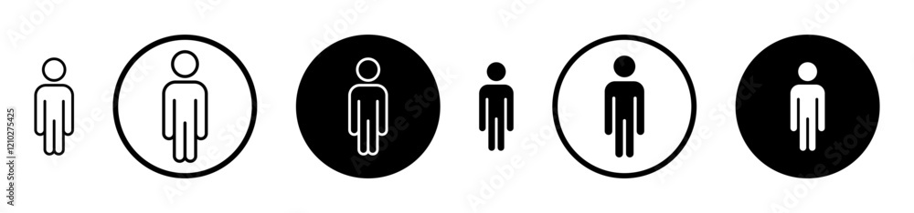 Person icon set in black filled and stroke line style. Person icon set in black filled and stroke line style.