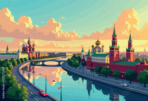 St. Basil's Cathedral and Kremlin by the Moskva River