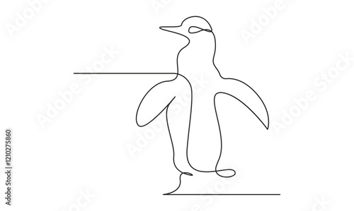 Penguin one continuous line drawing isolated on white background illustration the best use for logo