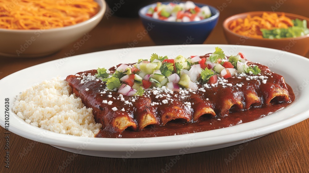 Enchiladas Smothered in Red Sauce and Melted Cheese Enchiladas Smothered in Red Sauce and Melted Cheese