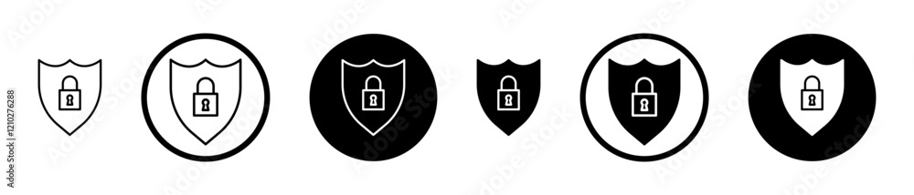 Security icons in black and blue set Security icons in black and blue set