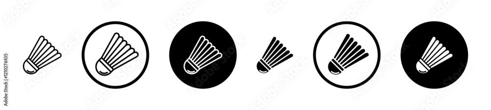 Shuttlecock Icons vectors. black solid and liner versions Shuttlecock Icons vectors. black solid and liner versions