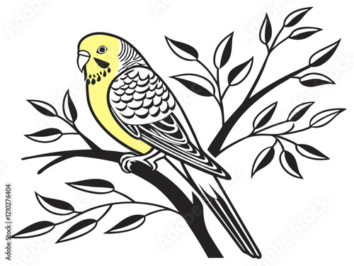 budgie logo, black outline, vector graphic, transparent background