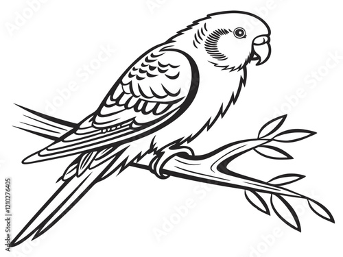 budgie logo, black outline, vector graphic, transparent background