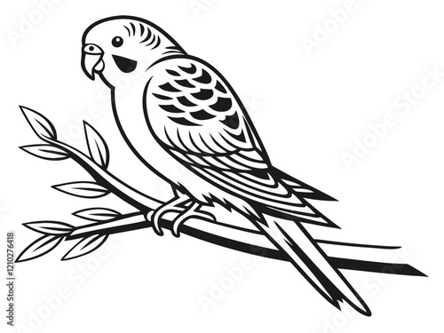 budgie logo, black outline, vector graphic, transparent background