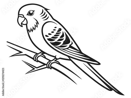 budgie logo, black outline, vector graphic, transparent background