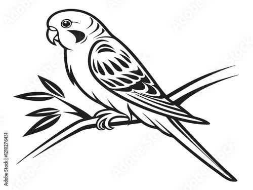 budgie logo, black outline, vector graphic, transparent background