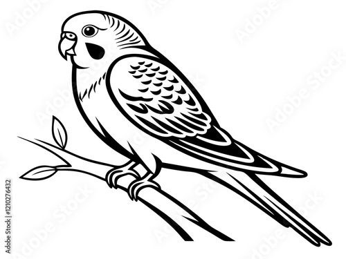 budgie logo, black outline, vector graphic, transparent background
