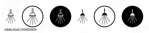 Shower down icon set in black filled and stroke line style.