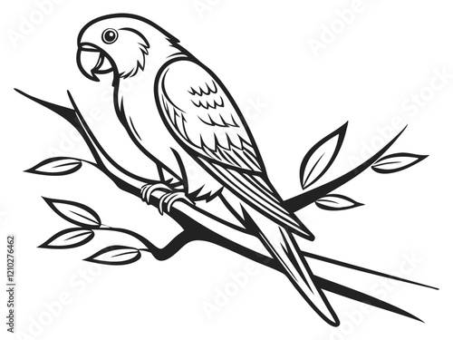 budgie logo, black outline, vector graphic, transparent background