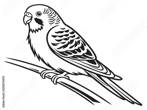 budgie logo, black outline, vector graphic, transparent background