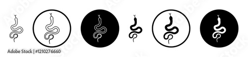 Snake icons set in black filled and stroke line style