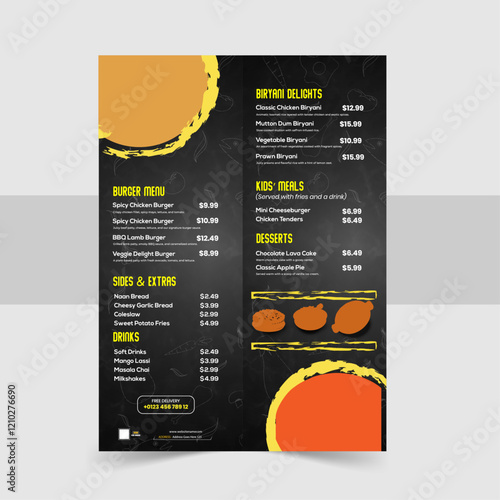 Modern Food Menu Design Template - Elegant, Editable, and Customizable Restaurant, Cafe, and Catering Menu Layouts in High-Quality Print-Ready Format.