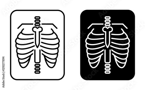 X ray icons in black and blue set