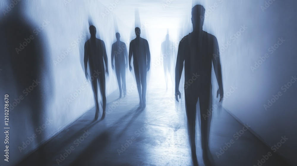 Fototapeta premium Abstract Visualization Of Intrusive Thoughts As Shadow figures