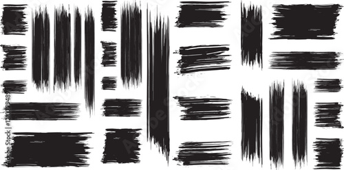 black brush strock set  and white background