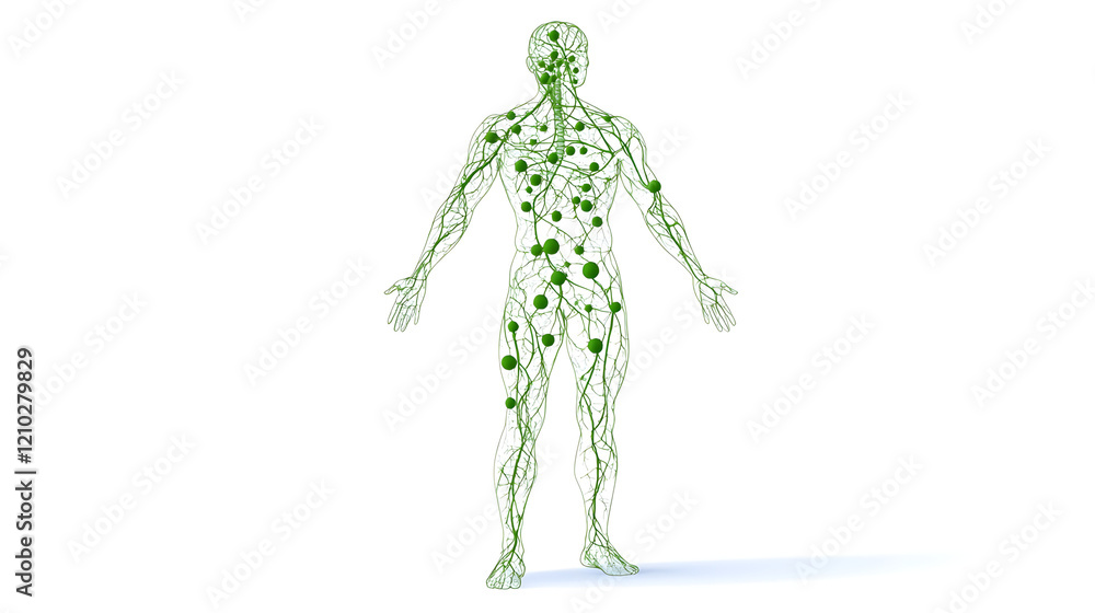 Detailed diagram of the human lymphatic system showing lymph nodes, vessels, and organs, illustrating the flow of lymph fluid and its role in immune defense and bodily health.
Detailed diagram of the human lymphatic system showing lymph nodes, vessels, and organs, illustrating the flow of lymph fluid and its role in immune defense and bodily health.