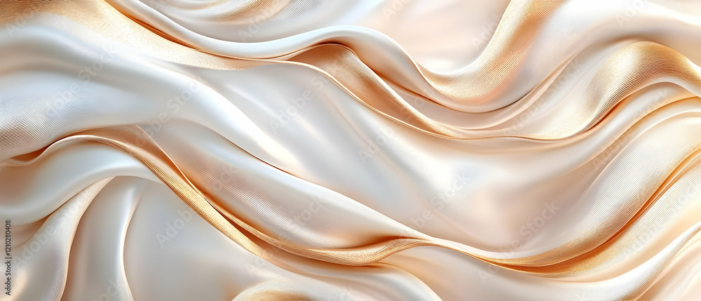 Fototapeta premium Creamy silk drapes, studio shot, luxury texture