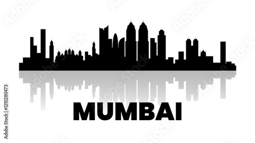 Mumbai skyline silhouettes vector illustration