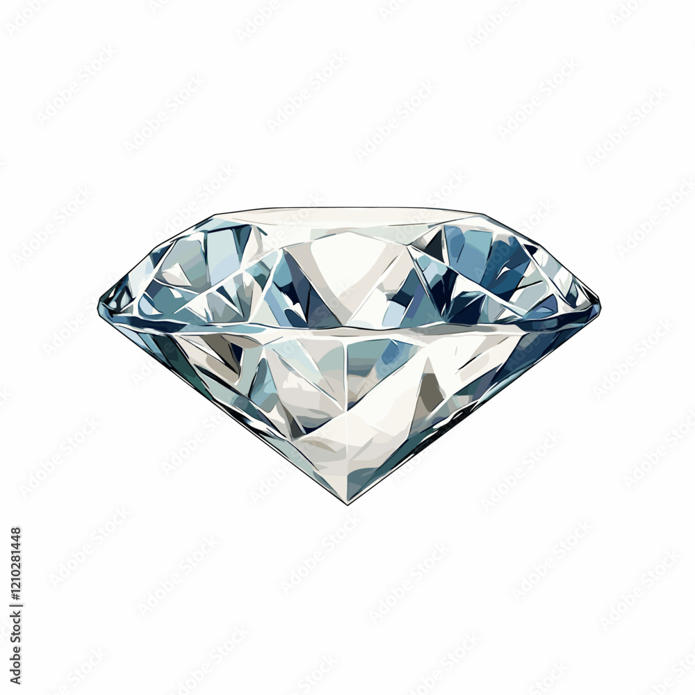 Shiny diamond crystal carat vector clipart icon stone isolated on a white background