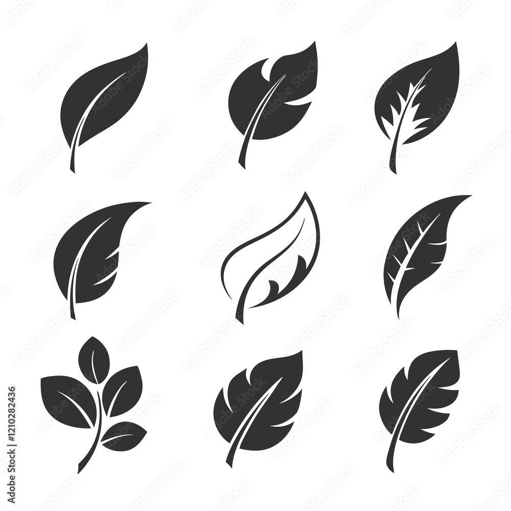 Nature Leaf Silhouette Bundle Vector. Nature Leaf Silhouette Bundle Vector.